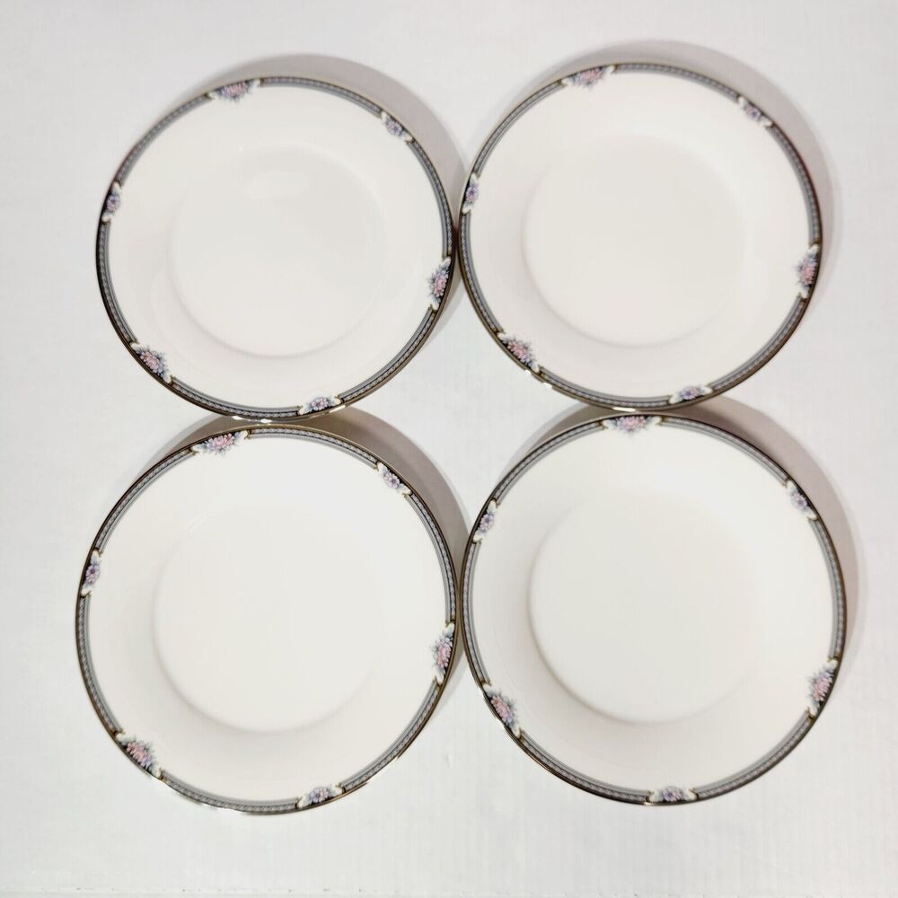 Noritake Salad Plates 8 1/4in Halifax Fine China Floral Lot of 4 Vtg 7729 Rose